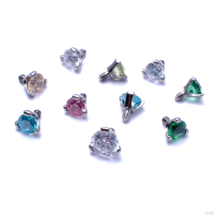 Three Prong-set Gem Threaded End in Titanium from Industrial Strength in assorted materials