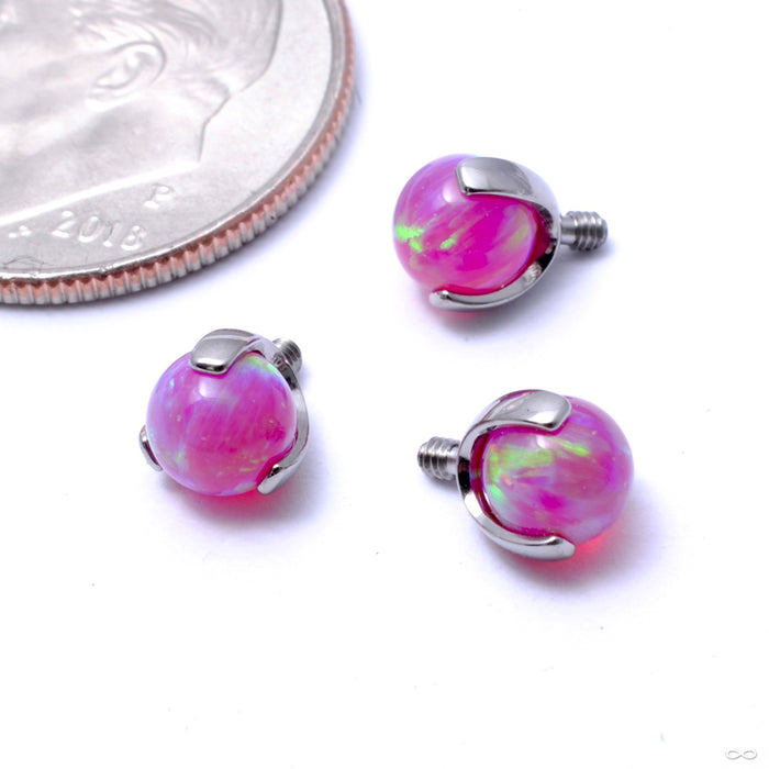 Three Prong-set Faux-pal Threaded End in Titanium from Industrial Strength with magenta opal