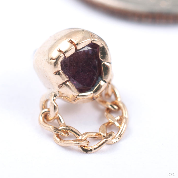 Too Tough Press-fit End in Gold from Sacred Symbols in yellow gold with pink tourmaline
