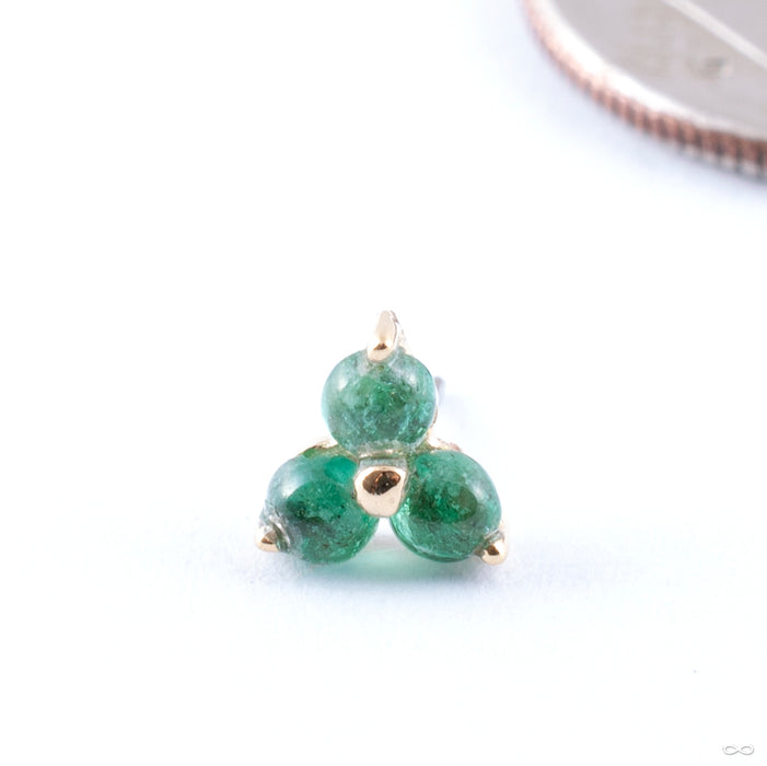 Tri Love Press-fit End in Gold from Quetzalli with emerald cabochons