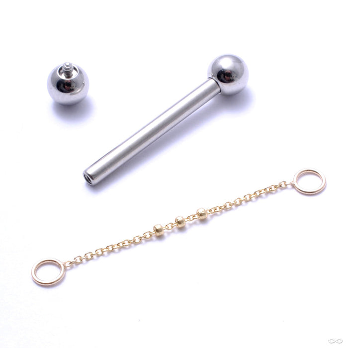 Trio Bead Nipple Lynx Chain in Gold from Pupil Hall