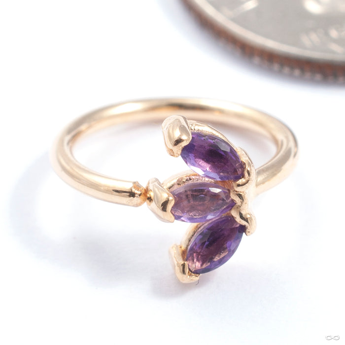 Triple Marquise Fixed Bead Ring in Gold from Quetzalli