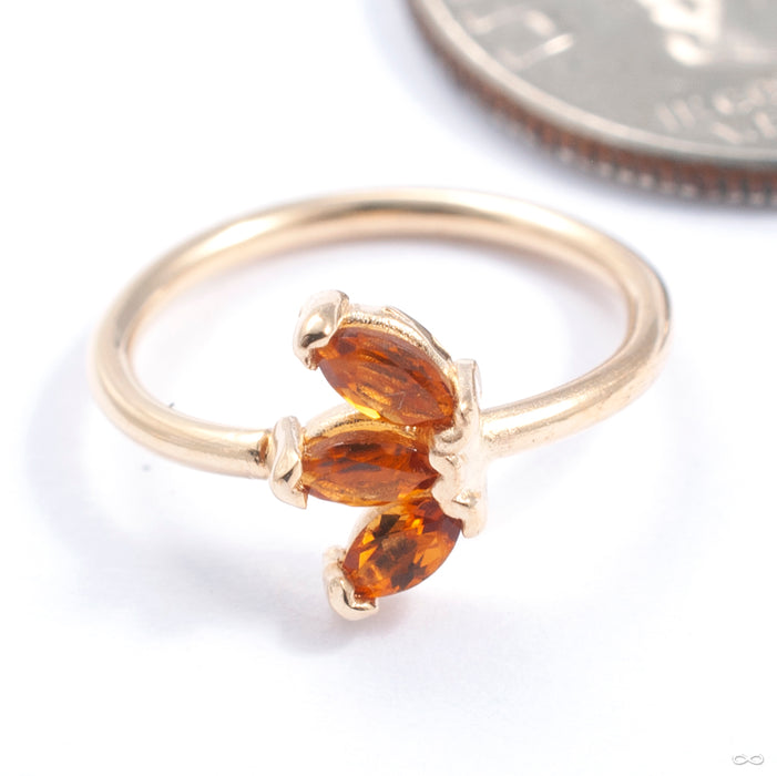 Triple Marquise Fixed Bead Ring in Gold from Quetzalli