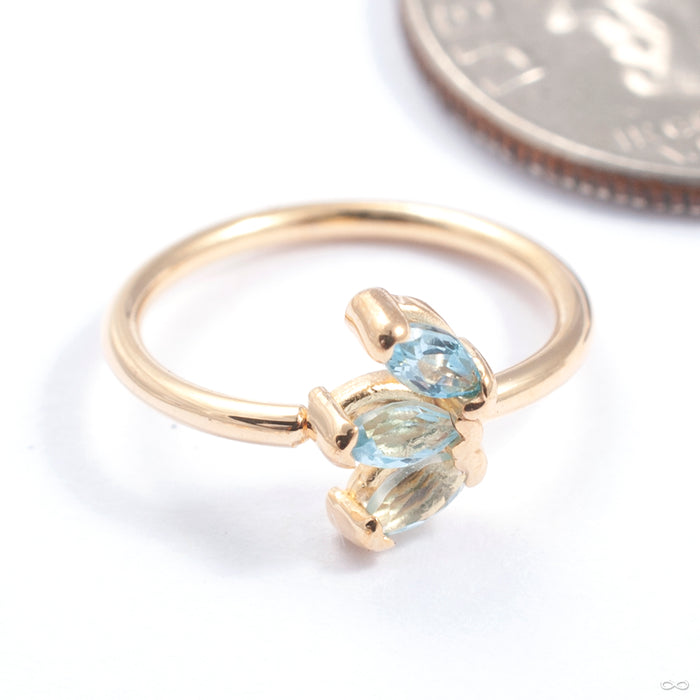Triple Marquise Fixed Bead Ring in Gold from Quetzalli