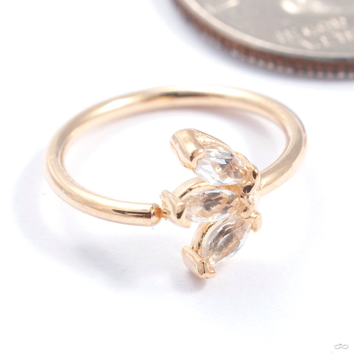 Triple Marquise Fixed Bead Ring in Gold from Quetzalli