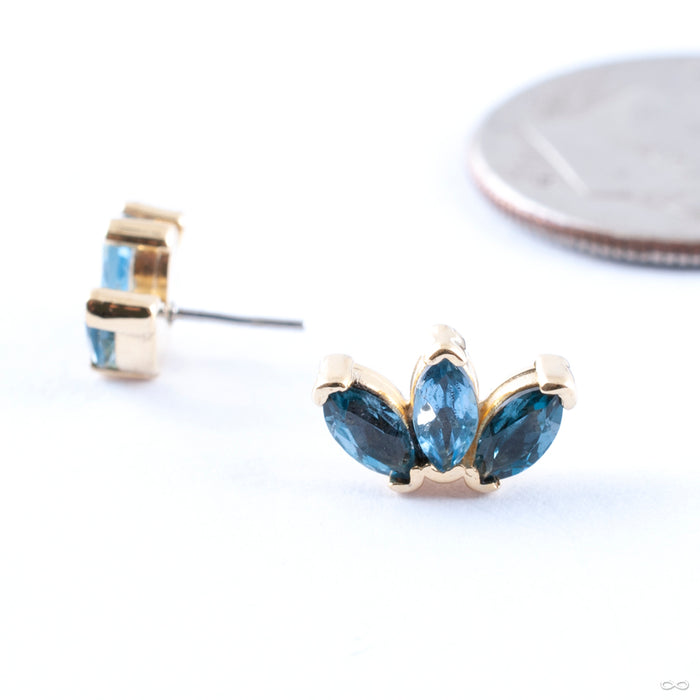 Triple Marquise Press-fit End in Gold from Quetzalli with london blue topaz