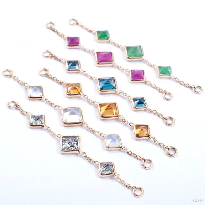 Triple Square Stone Chain in Gold from Diablo Organics in various sizes and materials