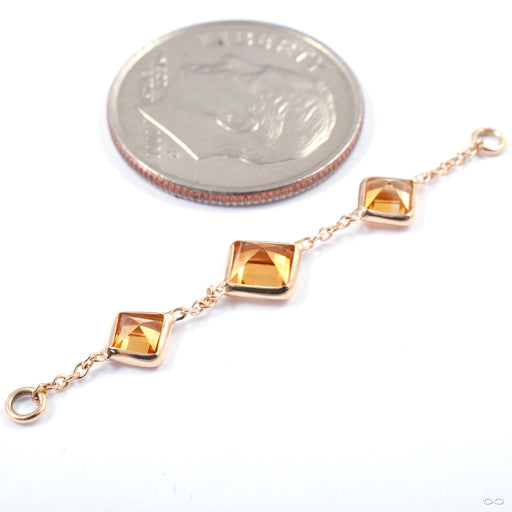 Triple Square Stone Chain in Gold from Diablo Organics in yellow gold with citrine