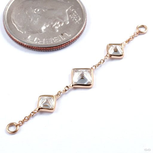 Triple Square Stone Chain in Gold from Diablo Organics in yellow gold with moissanite