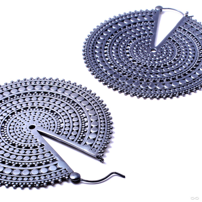 Ultra Afghan Disc Earrings from Tawapa in Gun Metal