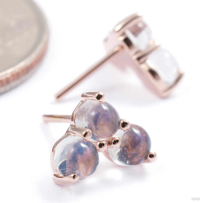 Vee Press-fit End in Gold from Modern Mood in rose gold with moonstone