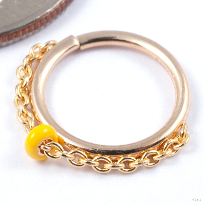 Vibrant Seam Ring in Gold from Pupil Hall with sunny yellow enamel