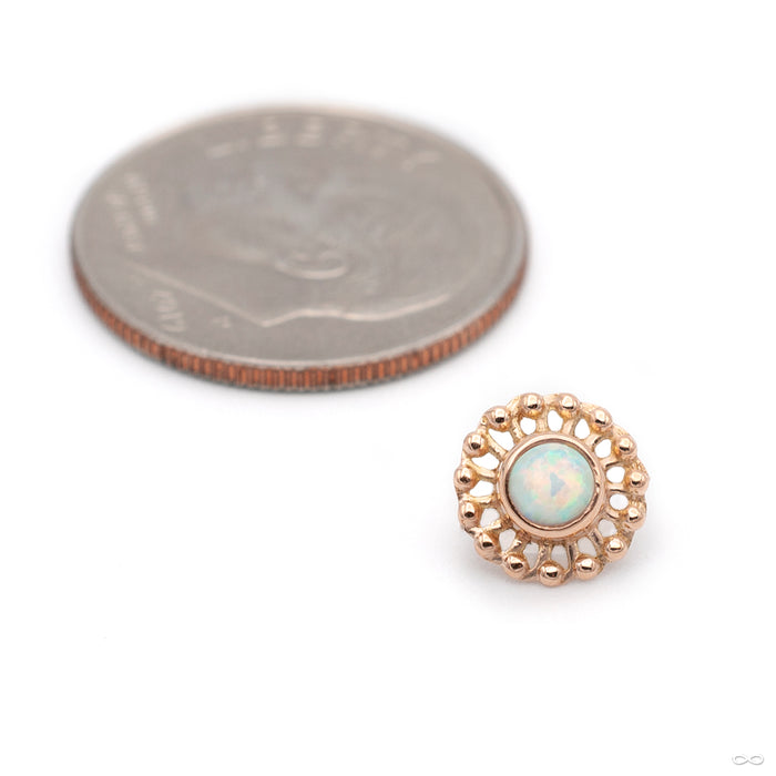 Virtue Threaded End in Gold from Anatometal with white opal