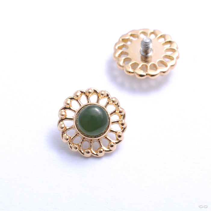 Virtue Threaded End in Gold from Anatometal with jade