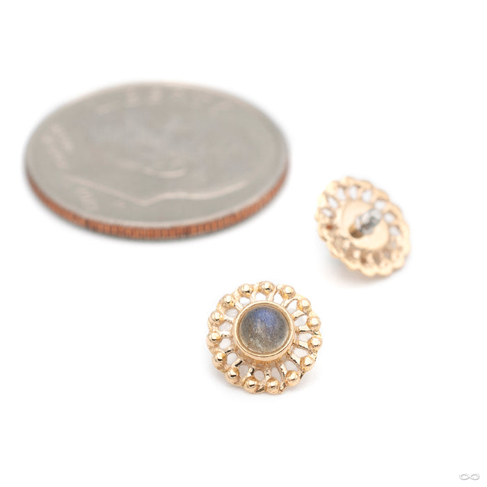 Virtue Threaded End in Gold from Anatometal with labradorite