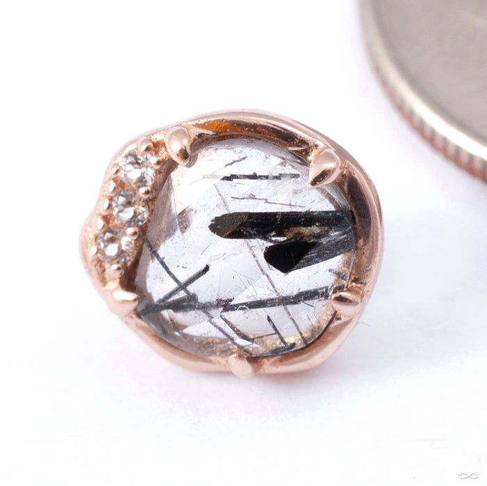 Vision Press-fit End in Gold from Buddha Jewelry in rose gold with tourmalated quartz