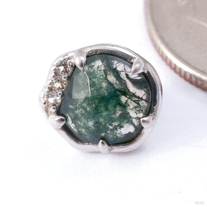 Vision Press-fit End in Gold from Buddha Jewelry in white gold with moss agate