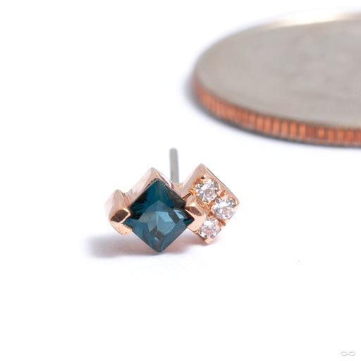 Vivienne Press-fit End in Gold from Buddha Jewelry with london blue topaz & clear CZ