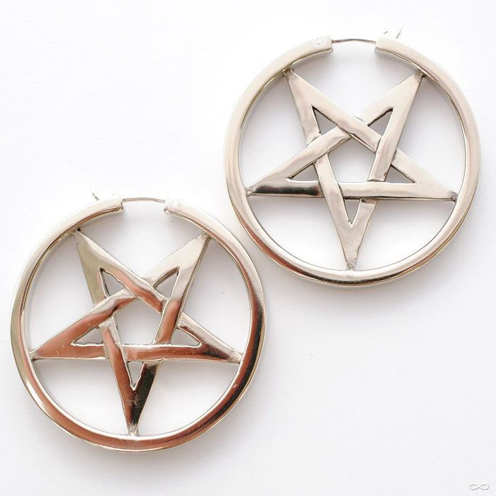 Ace of Pentacles Earrings from Maya Jewelry in White Brass