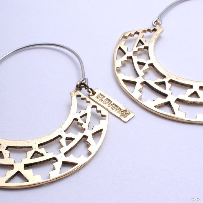 Azteka Hoop Earrings from Eleven44 in Brass