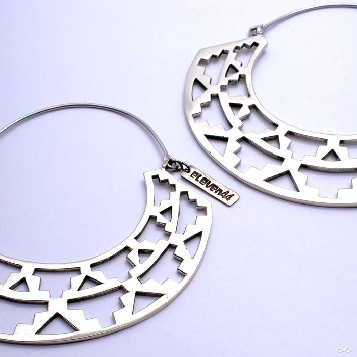 Azteka Hoop Earrings from Eleven44 in White Brass