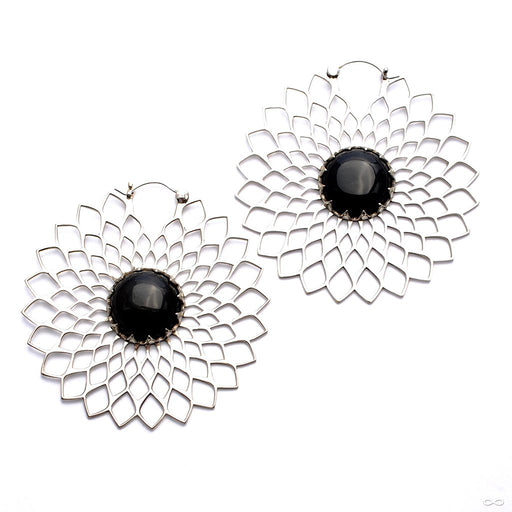 Dahlia Earrings with Horn from Tawapa in Silver-plated White Brass