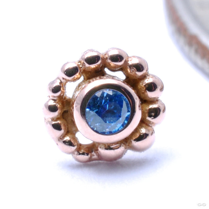Bead Swirl Press-fit End in Gold from BVLA with Arctic Blue CZ