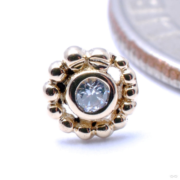 Bead Swirl Press-fit End in Gold from BVLA with Clear CZ