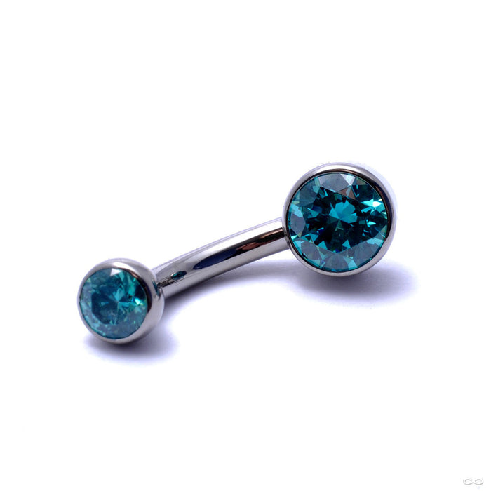 Bezel-set Gem Curved Barbell from Industrial Strength with Mint CZ