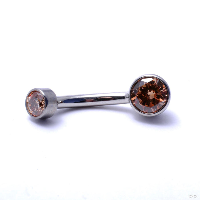 Bezel-set Gem Curved Barbell from Industrial Strength with Champagne CZ
