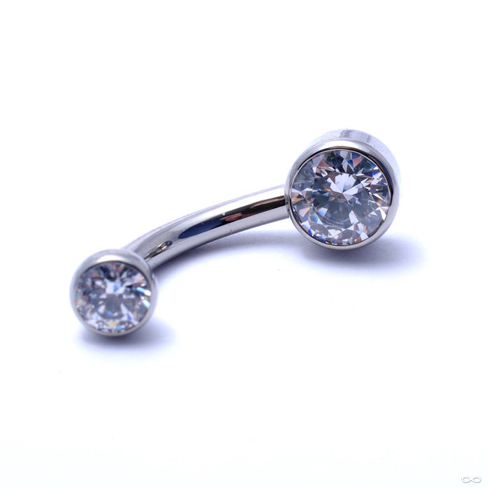 Bezel-set Gem Curved Barbell from Industrial Strength with Clear CZ