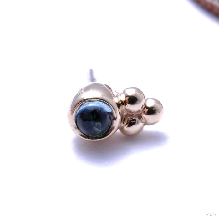 Bezel with 3 Beads Press-fit End in Gold from BVLA with Swiss Blue Topaz