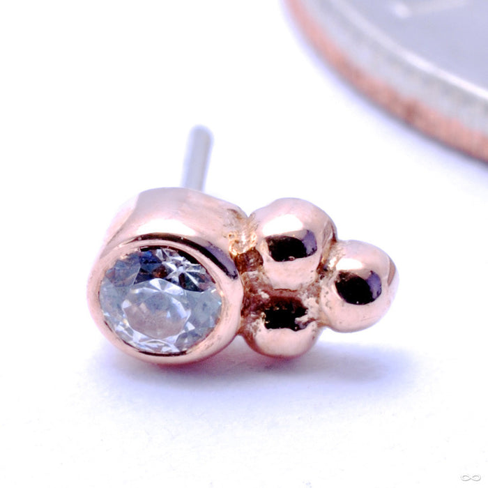 Bezel with 3 Beads Press-fit End in Gold from BVLA with Clear CZ