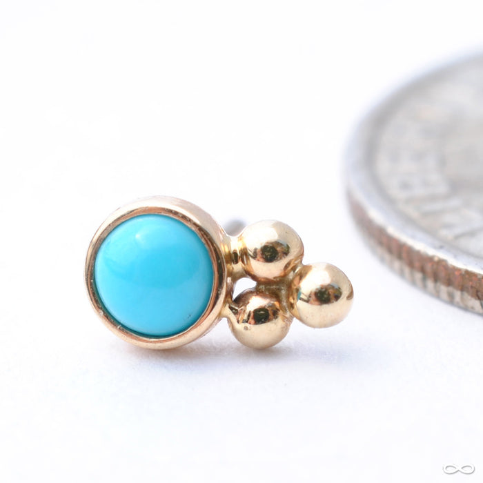 Bezel with 3 Beads Press-fit End in Gold from BVLA with Turquoise