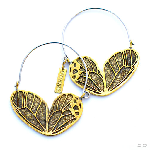 Butterfly Wing Mini Hoop Earrings from Eleven44 in Brass