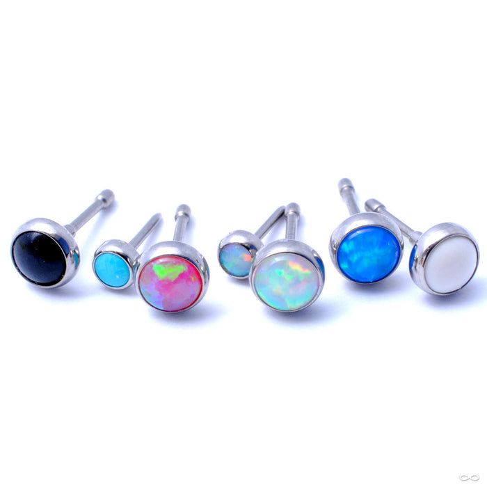 Bezel-set Cabochon Press-fit End in Titanium from NeoMetal with Assorted Stones