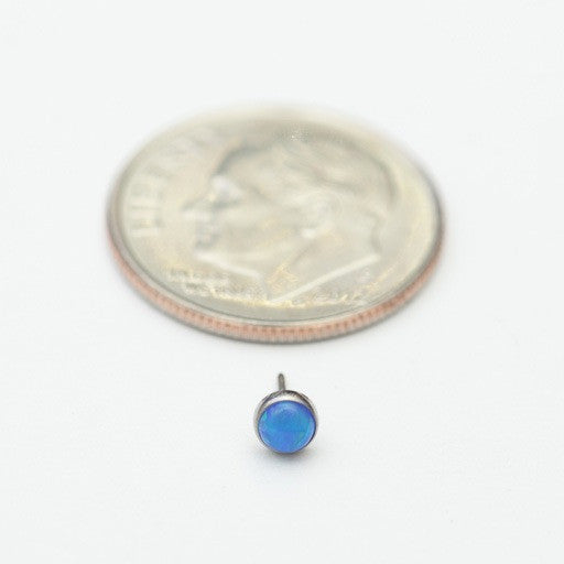 Bezel-set Cabochon Press-fit End in Titanium from NeoMetal with Blue Opal