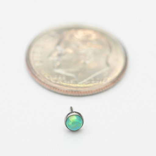 Bezel-set Cabochon Press-fit End in Titanium from NeoMetal with Lime Opal