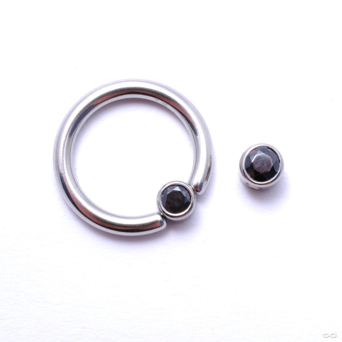 Captive Gem Bead in Titanium from Industrial Strength with Black CZ