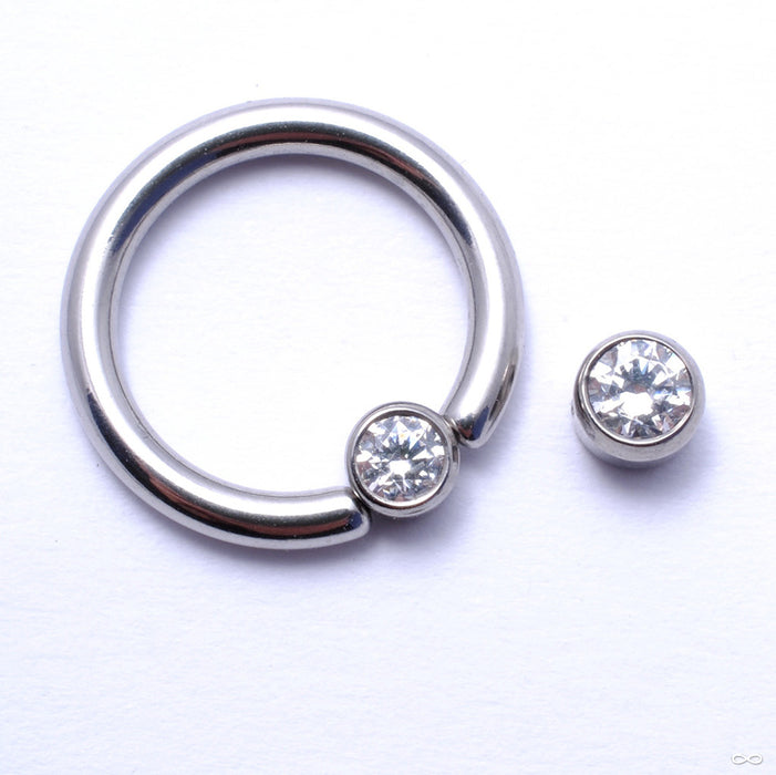 Captive Gem Bead in Titanium from Industrial Strength with Clear CZ
