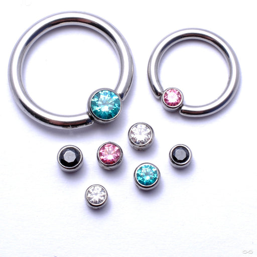Captive Gem Bead in Titanium from Industrial Strength with Assorted Stones