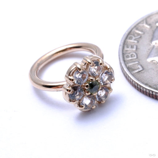 Fleurette Fixed Bead Ring in Gold from Scylla with Peridot & White Topaz