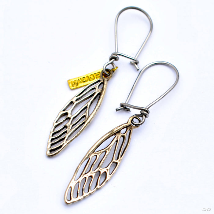 Cicada Wing Earrings from Eleven44 in White Brass