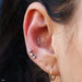 Conch piercing with Pyramid Press-fit End in Gold from BVLA in 14k Rose Gold