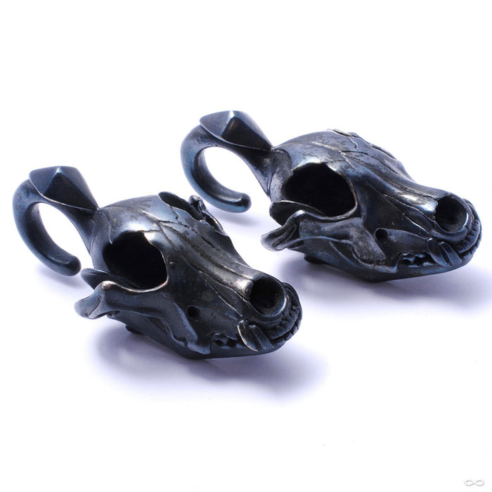 Coyote Skull Weights from Tawapa in Oxidized White Brass