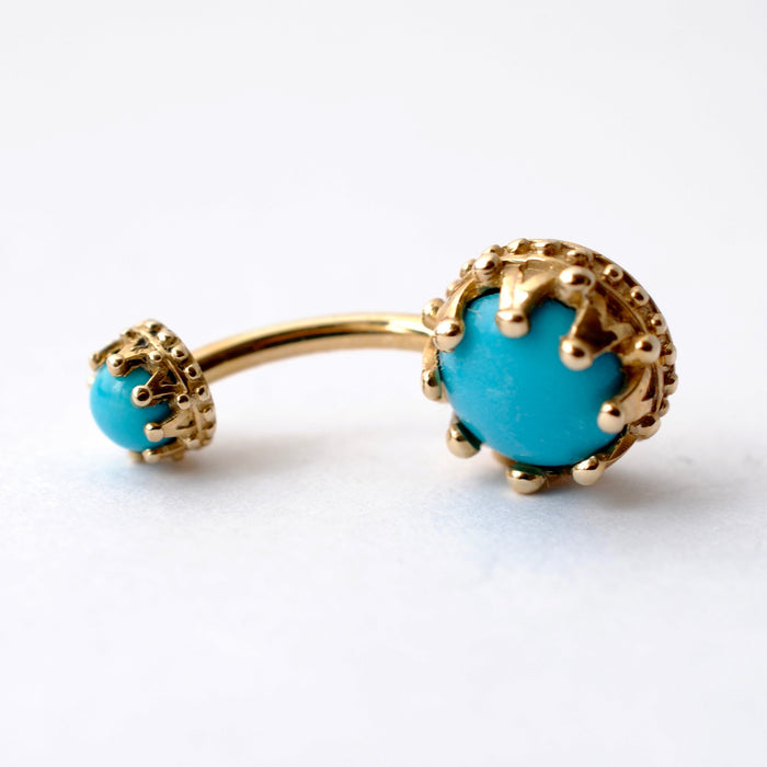 Crown Navel Curve in Gold with Turquoise from BVLA