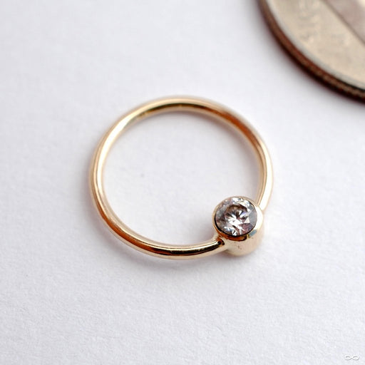 Fixed Bead Ring with Bezel-set Stone in Gold from Sacred Symbols with Clear CZ