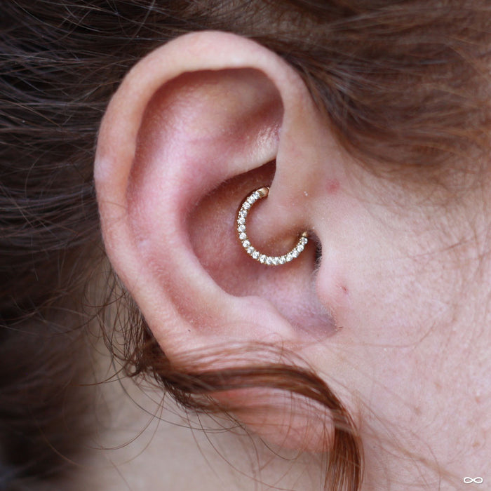 Daith piercing with Eternity Clicker in Gold from Venus by Maria Tash with Clear CZ