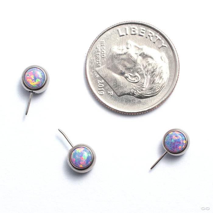 Side-set Cabochon Press-fit End in Titanium from NeoMetal with lavender opal