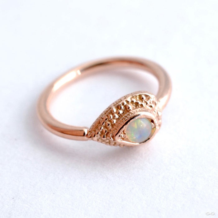 Nanda Pear Fixed Bead Ring in Gold from BVLA with White Opal